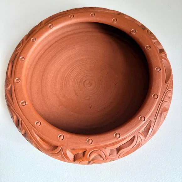 Vintage Bonsai Planter Unglazed Carved Bowl Terra Cotta Clay Bowl Succulent Pot - Picture 10 of 17